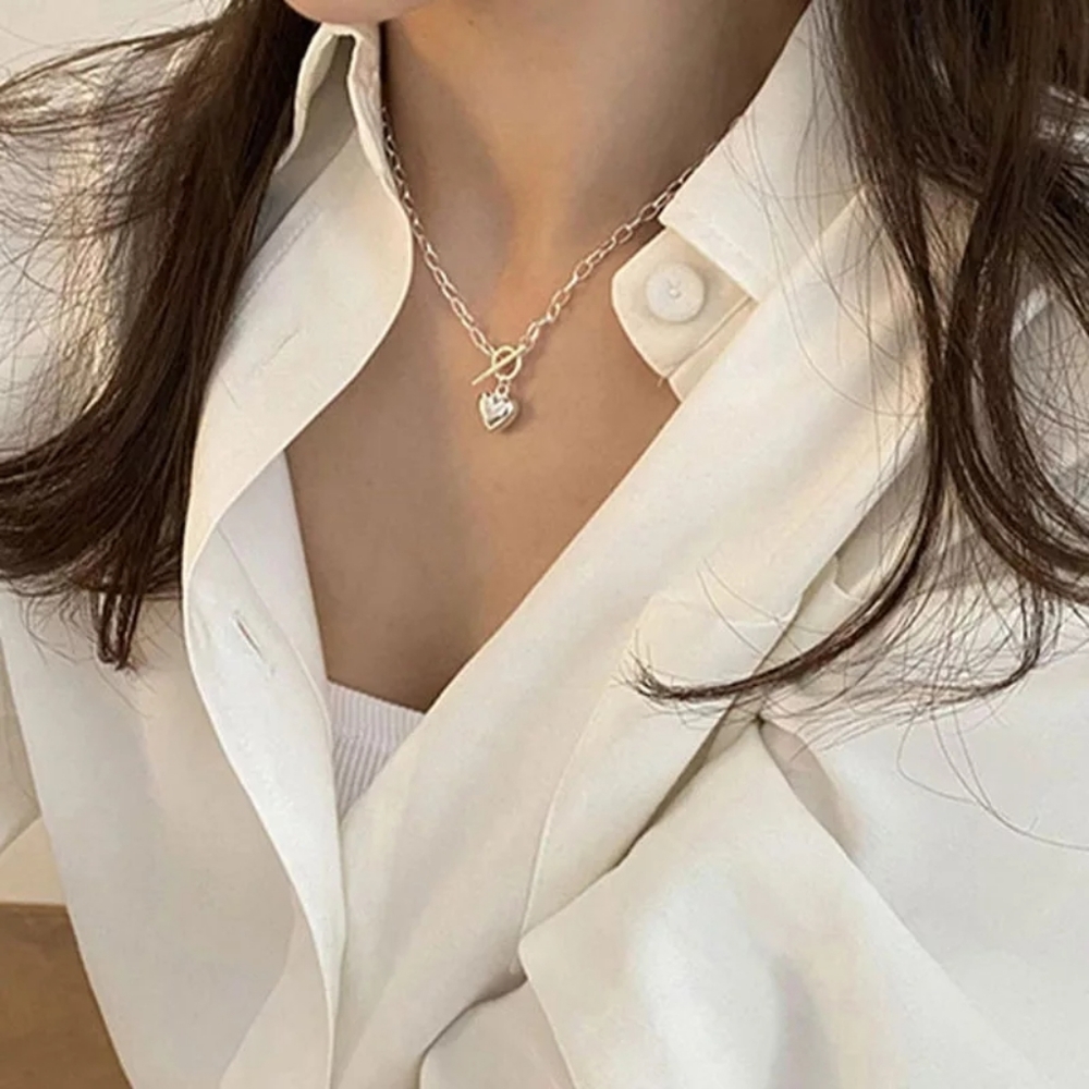 Elegant silver chain heart necklace s925 - Picture 7 of 12